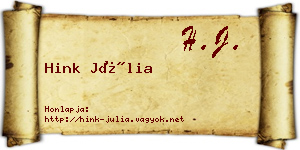 Hink Júlia névjegykártya